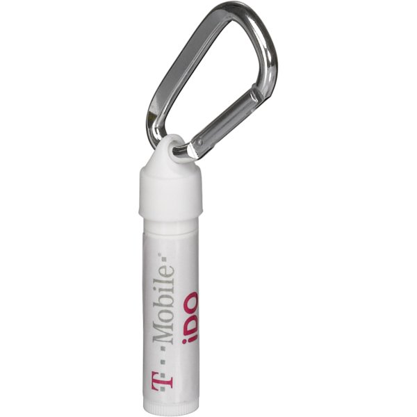 Pomegranate SPF 30 Soy Lip Balm White Tube with Carabiner Clip